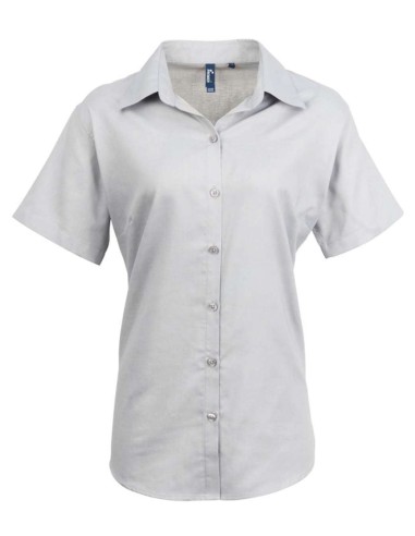 PRE-PR336-Chemise Oxford à manches courtes Signature Femme