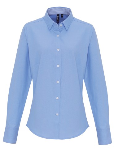 PRE-PR338-Womens Cotton Rich Oxford Stripes Shirt