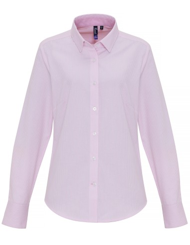 PRE-PR338-Womens Cotton Rich Oxford Stripes Shirt