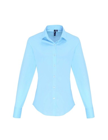 PRE-PR344-Womens Stretch Fit Poplin Long Sleeve Cotton Shirt