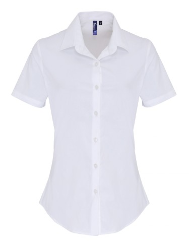 PRE-PR346-Womens Stretch Fit Poplin Short Sleeve Cotton Shirt