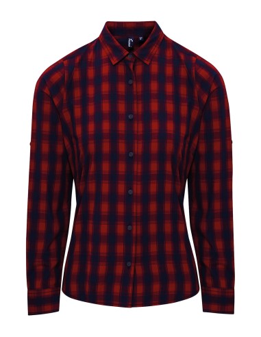 PRE-PR350-Womens Mulligan Check Cotton Long Sleeve Shirt