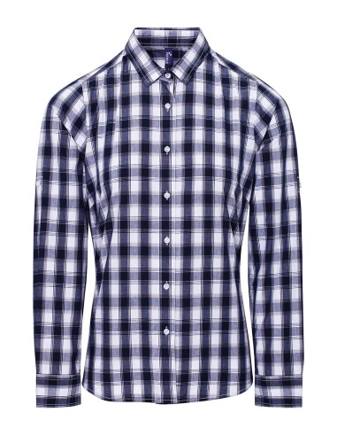 PRE-PR350-Womens Mulligan Check Cotton Long Sleeve Shirt