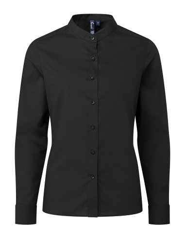PRE-PR358-Womens Banded Collar Grandad Shirt