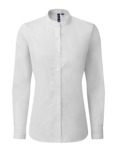 PRE-PR358-Womens Banded Collar Grandad Shirt