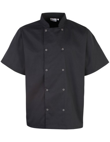 PRE-PR664-Studded Front Short Sleeve Chefs Jacket