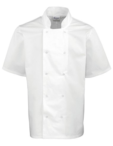 PRE-PR664-Studded Front Short Sleeve Chefs Jacket