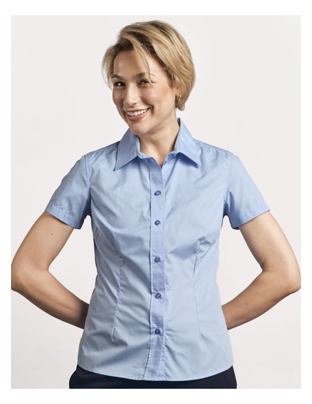PRM-6305-Womens Poplin Shirt Short Sleeve