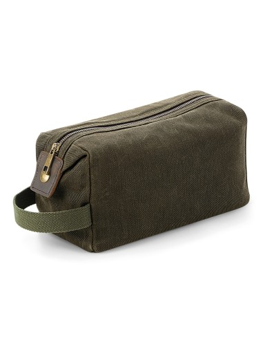 QUA-QD651-Heritage Waxed Canvas Wash Bag