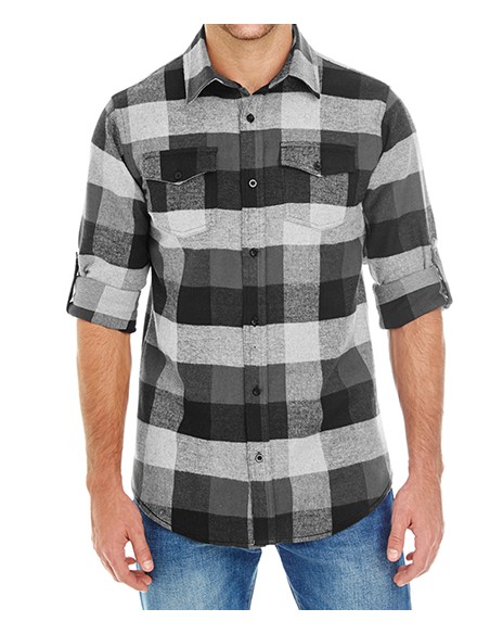 B-8210-Woven Plaid Flannel Shirt