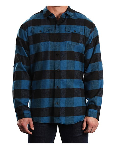 B-8210-Woven Plaid Flannel Shirt