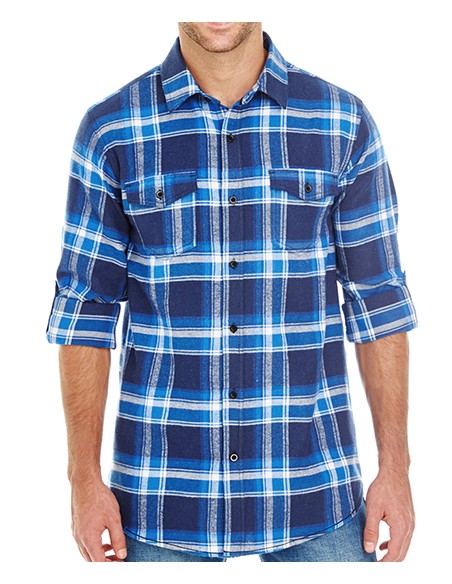 B-8210-Woven Plaid Flannel Shirt