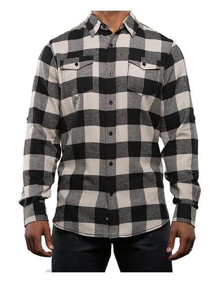 B-8210-Woven Plaid Flannel Shirt