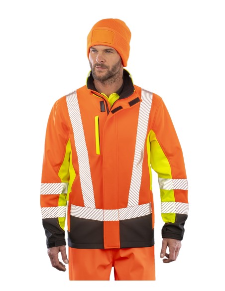 RES-R506X-Recycled 3-Layer Printable 3-Tone Safety Softshell Jacket