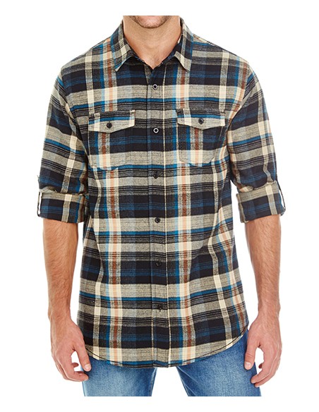 B-8210-Woven Plaid Flannel Shirt