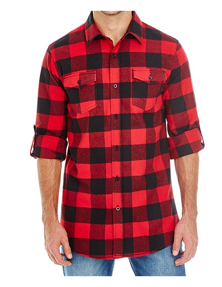 B-8210-Woven Plaid Flannel Shirt