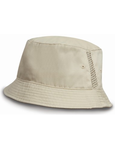 RES-RC045X-Deluxe Washed Cotton Bucket Hat With Side Mesh Panels