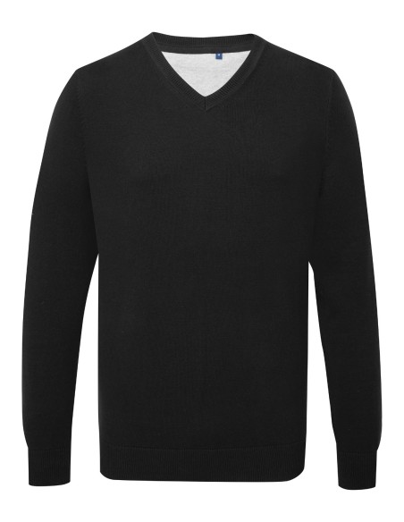 A-AQ042-Pull col V homme en coton mélangé