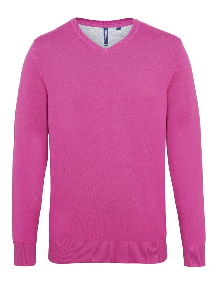 A-AQ042-Pull col V homme en coton mélangé