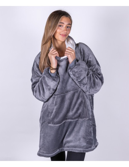 RIB-RI002-The Ribbon - Sweat à capuche en sherpa, réversible, confortable et oversize