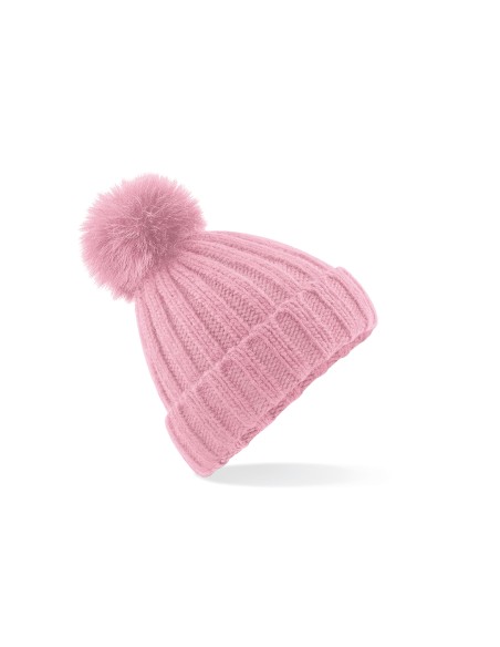 B-B413-Verbier Faux Fur Pop Pom Chunky Beanie