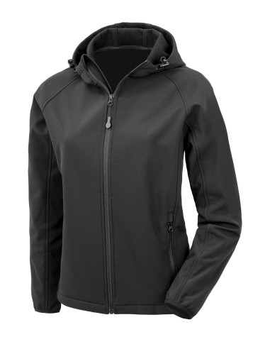 RES-R911F-Womens Recycled 3-Layer Printable Hooded Softshell Jacket