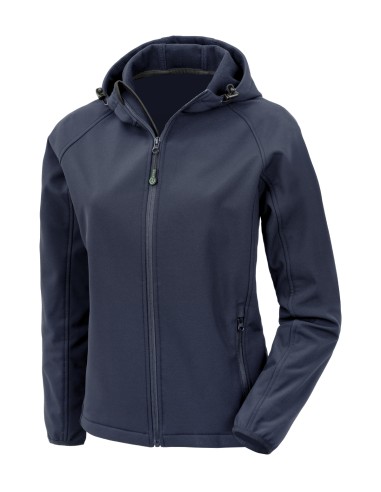 RES-R911F-Womens Recycled 3-Layer Printable Hooded Softshell Jacket