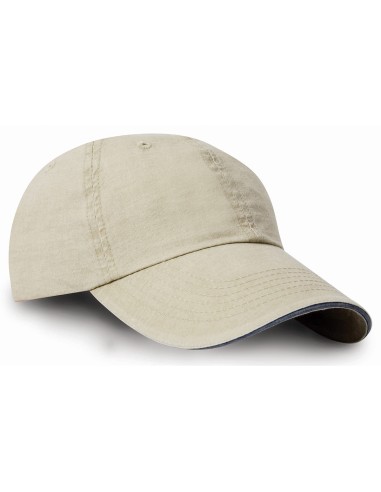 RES-RC054X-Washed Fine Line Cotton Cap With Sandwich Peak