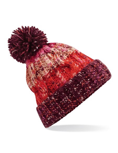 B-B486-Corkscrew Pom Pom Beanie