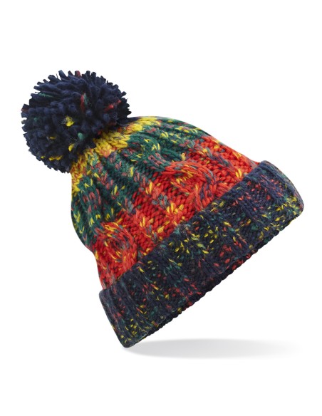 B-B486-Corkscrew Pom Pom Beanie