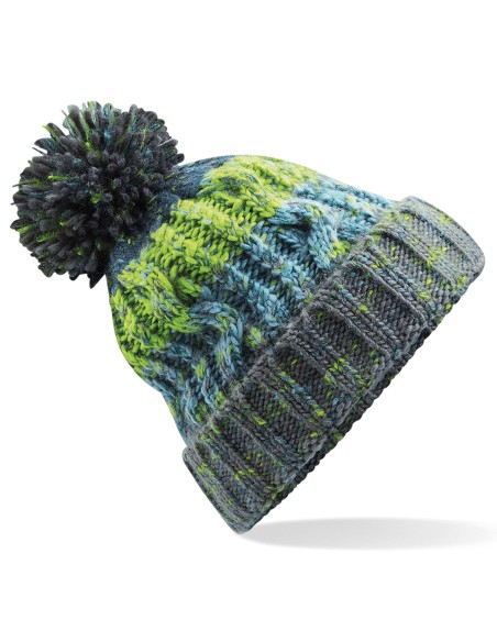 B-B486-Corkscrew Pom Pom Beanie