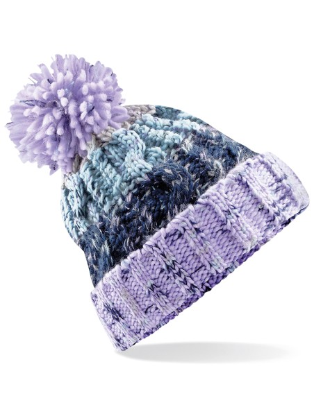 B-B486-Corkscrew Pom Pom Beanie