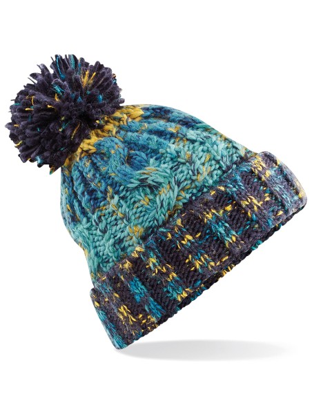 B-B486-Corkscrew Pom Pom Beanie