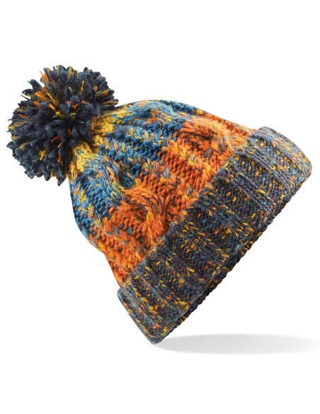 B-B486-Corkscrew Pom Pom Beanie