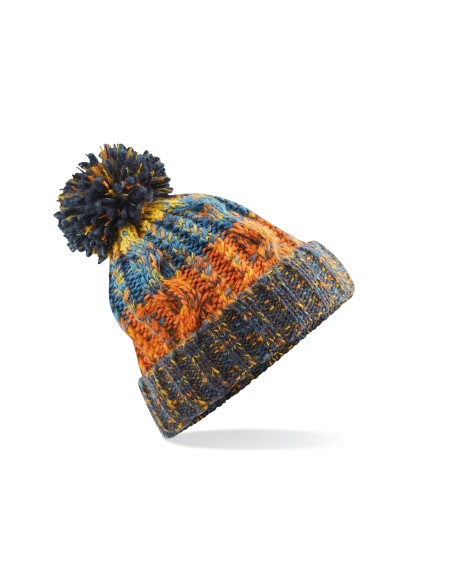 B-B486-Corkscrew Pom Pom Beanie