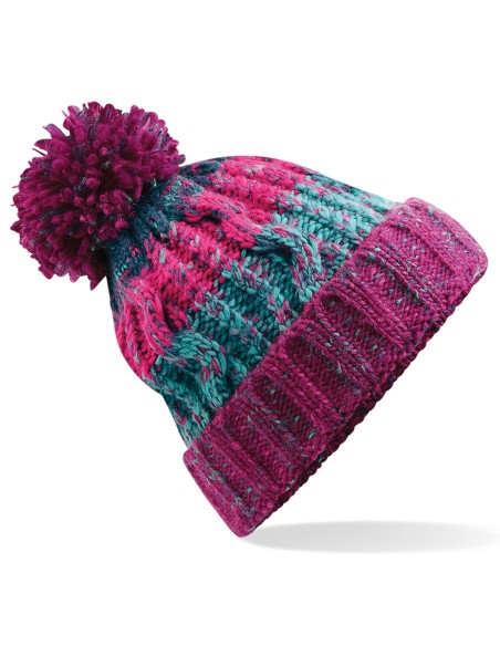 B-B486-Corkscrew Pom Pom Beanie