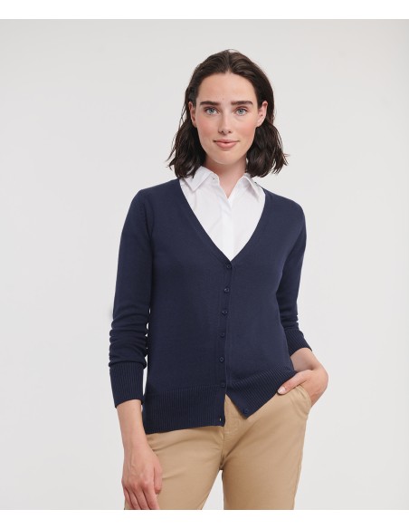 RUS-0R715F0-Ladies V-Neck Knitted Cardigan