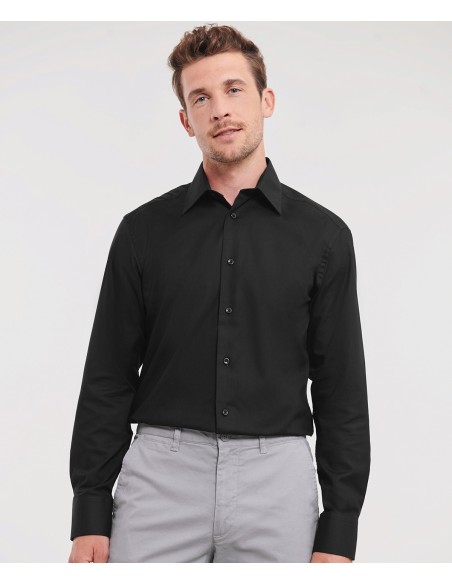 RUS-0R922M0-Men's Long Sleeve Tailored Oxford Shirt