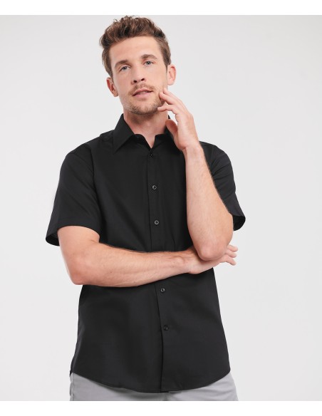 RUS-0R923M0-Men's Short Sleeve Tailored Oxford Shirt