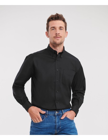 RUS-0R932M0-Men's Long Sleeve Classic Oxford Shirt