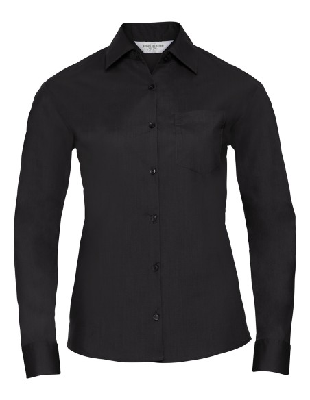 RUS-0R934F0-Ladies' Long Sleeve Classic Polycotton Poplin Shirt