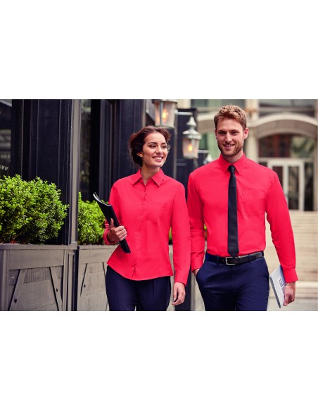 RUS-0R936F0-Ladies' Long Sleeve Classic Pure Cotton Poplin Shirt