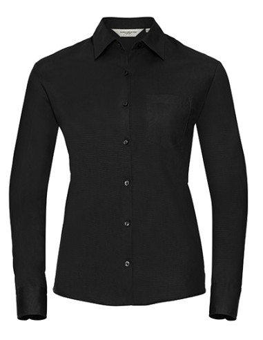 RUS-0R936F0-Ladies' Long Sleeve Classic Pure Cotton Poplin Shirt