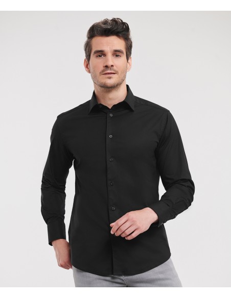 RUS-0R946M0-Men's Long Sleeve Fitted Stretch Shirt