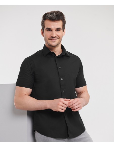 RUS-0R947M0-Men's Short Sleeve Fitted Stretch Shirt