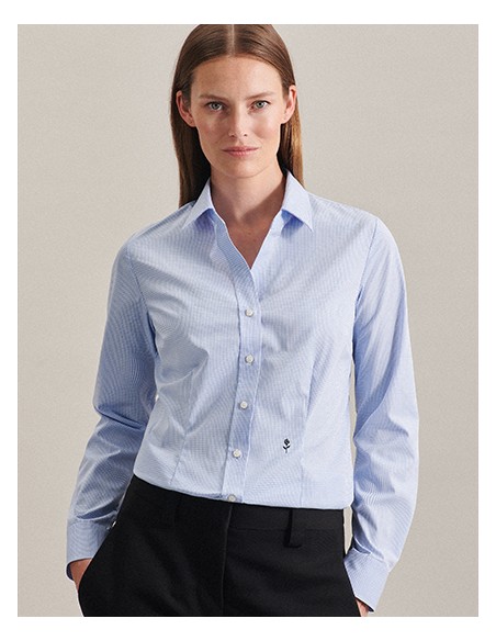 SEI-080619-Womens Blouse Slim Fit Check/Stripes Long Sleeve