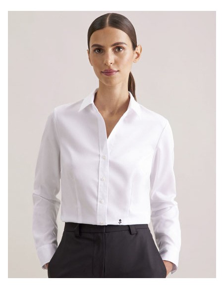 SEI-080662-Womens Blouse Slim Fit Fine Twill Longsleeve
