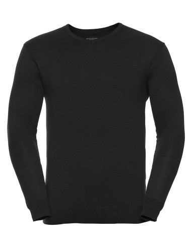 RUS-0R710M0-Mens V-Neck Knitted Pullover