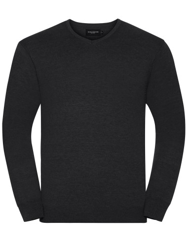 RUS-0R710M0-Mens V-Neck Knitted Pullover