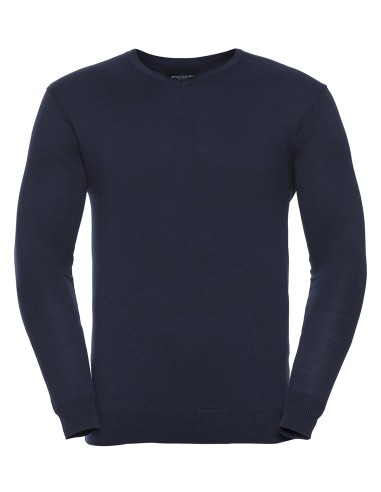 RUS-0R710M0-Mens V-Neck Knitted Pullover